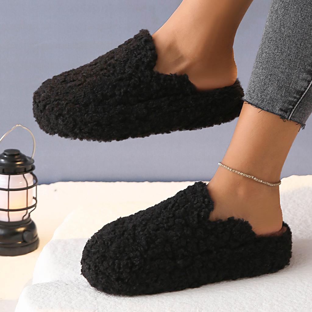 Plus Size Shoes for Women 35-42 Winter Short Plush Warm Slip on  Platform Wedges Comfortable Non-slip House Slippers Women Shoes