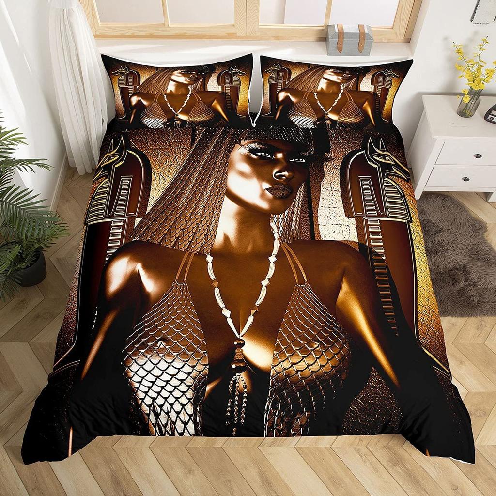 Brown Wildlife Highland Cow Three-Piece Digital Printed Bedding Set Bed Cover