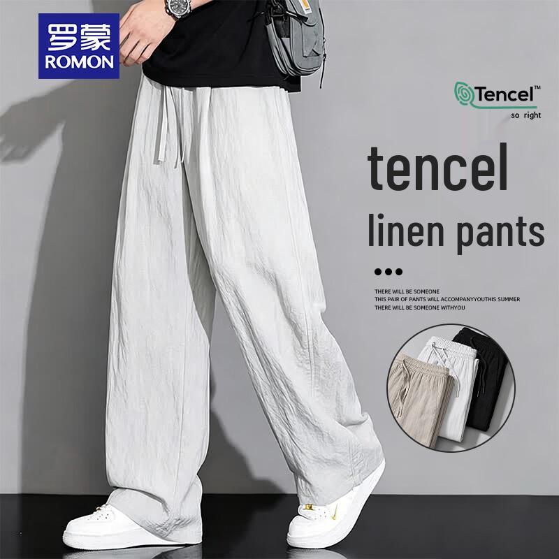 

ROMON Men s Tencel Linen Casual Pants 3XL