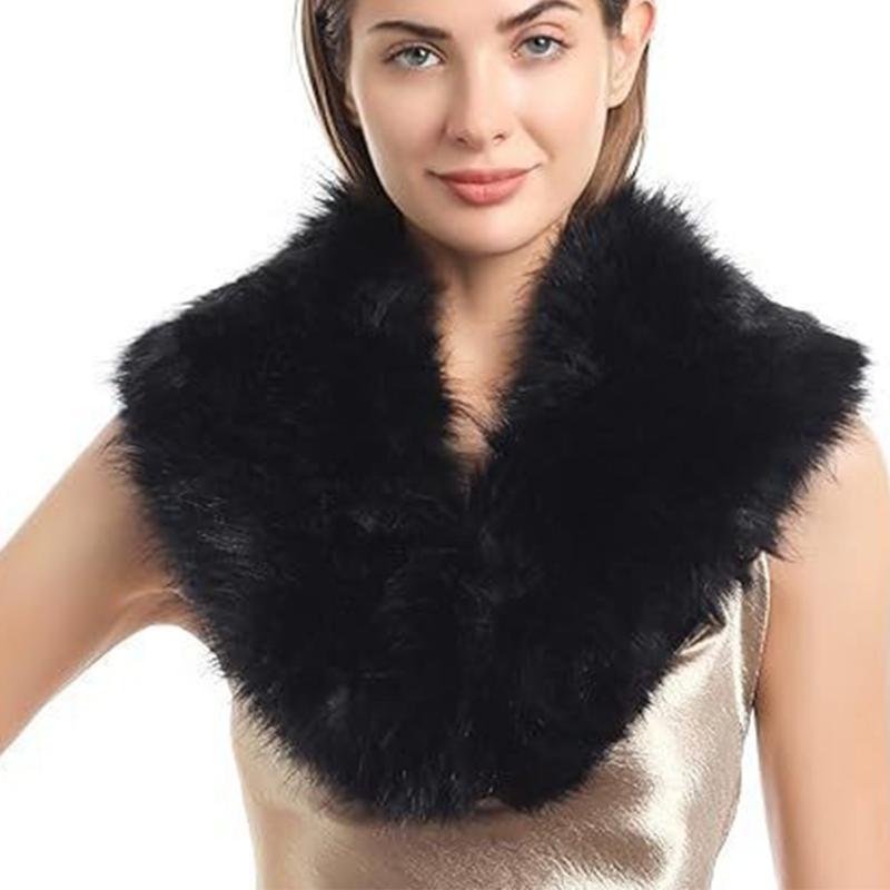 Fursry Artificial Furs Scarf Wrap Windproof Costume Collar Shrug Suitable For Hiking Commuting And Casual Styling 80x15cm чёрный