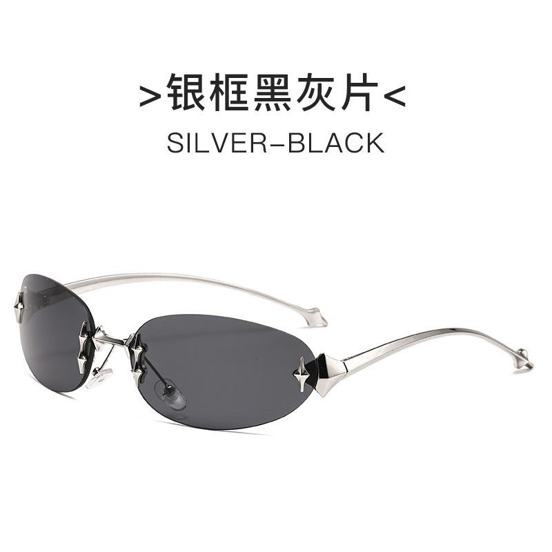 Frameless Oval Metal Sunglasses G Spice Girl Fishbone Wear Street Shooting Stars Cat Eye Sunglasses