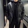 Autumn and winter locomotive jacket teen men's stand-up collar PU jacket casual stand-up collar leather jacket windproof warm jacket