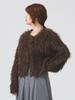 Ray Beams Women's Mix Shaggy Crew Neck Cardigan In Brown, Size 6 (Brown, Free Size)