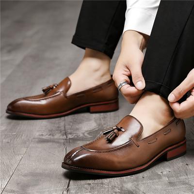 Herrenmode Braun Schwarz Lackleder Quaste Kleid Business Büro Schuhe Für Männer Charme Hochzeit Party Abschlussball Flache Schuhe