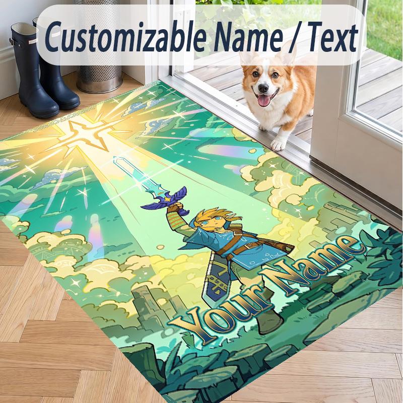 Custom Text Zelda Pattern Floor Rug Soft Indoor Carpet Mat Living Room Bedroom