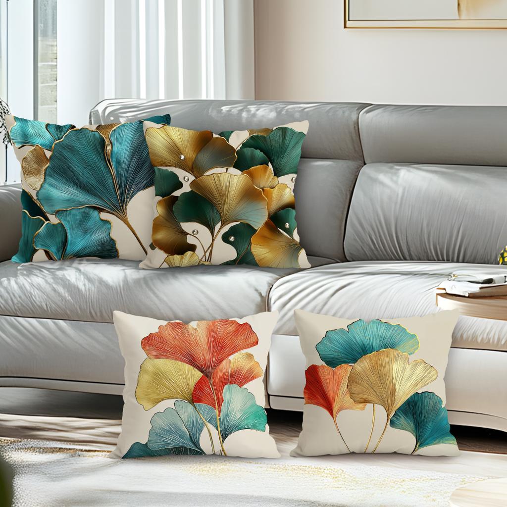 Ginkgo Leaf Cushion Cover Pillowcase Printed Polyester 45X45Cm Throw Pillowcover Decorative Sofa Cushion Pillowslip Home Decor
