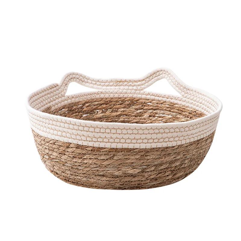 Rattan Cat Litter Summer Hand-woven Rattan Litter Cat Scratching Board Japanese-style Cat Litter Cattail Mat Round Kennel