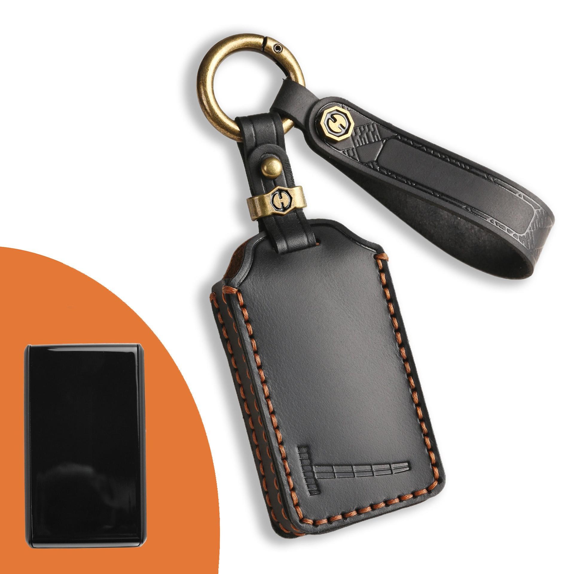 

Leather Car Key Fob Case Cover for Volvo EX30 for Polestar 3 4 Polestar3 Polestar4 for NFC Key Remote чорний