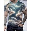 Camiseta de Moda para Hombre con Estampado 3D Cuello Redondo Manga Corta Estilo Urbano de Moda