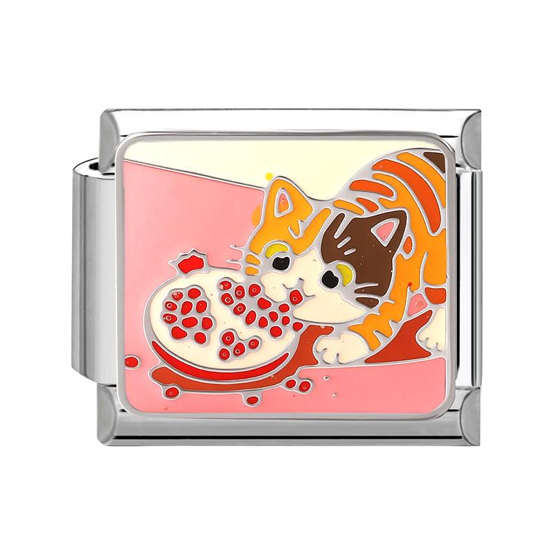 Fashion Colorful Y2K Animal Series Cat Dog Italian Charm Beads Fit 9MM Stainless Steel Bracelets Gifts Women Jewelry DIY Making