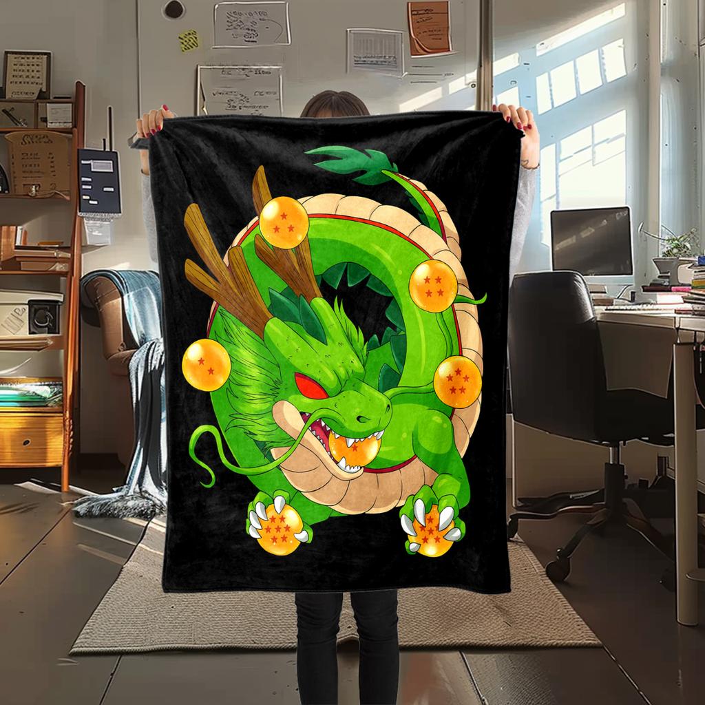 1PC Shenron  Print Flannel Blanket, High quality All Seasons, Home Decor, Warmth and Comfort, Perfect for Christmas Gifts