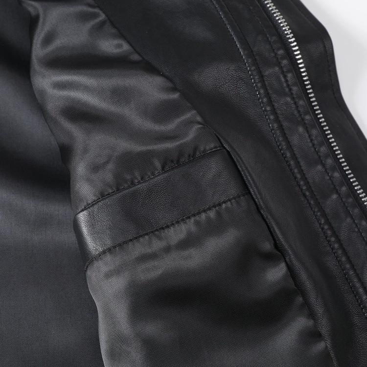 Du Jiabang Men's Faux Leather Zipper Jacket - Trendy Autumn/Winter, Lapel, Solid Color, Business Casual.
