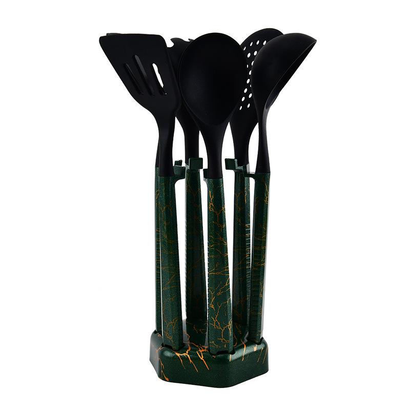 7-Piece Heat-Resistant Silicone Kitchen Utensil Set with Storage Rack