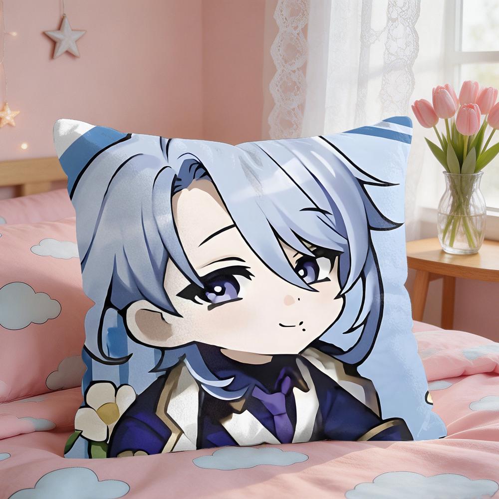 Kamisato Ayato Cute Genshin Cushion Cover Square Short Plush Pillow Case Living Room Sofa Home Decor Funda X