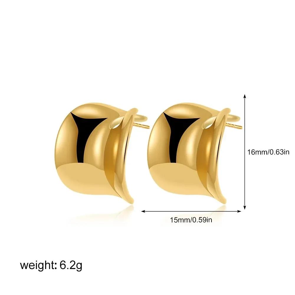 

Vintage Waterproof Stainless Steel Multilayer Circle C-shape Hoop Earrings Glossy 18K Gold Plated Texture Earring Dainty Zircon