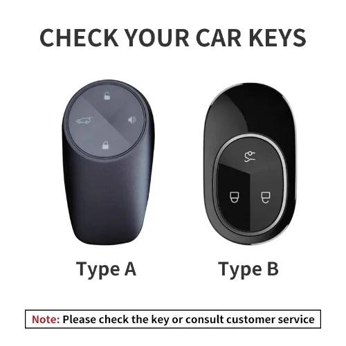 For Nio Et7 Et5 For Weilai Nio Ec6 Et7 Es6 Es8 Leather Car Remote Key Case Cover Protector Keychain