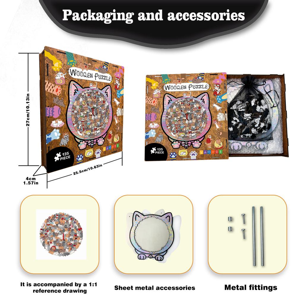 Cat Puzzle Toy Wooden Special-Shaped Puzzle Model Decompression Puzzle Handmade Puzzle
