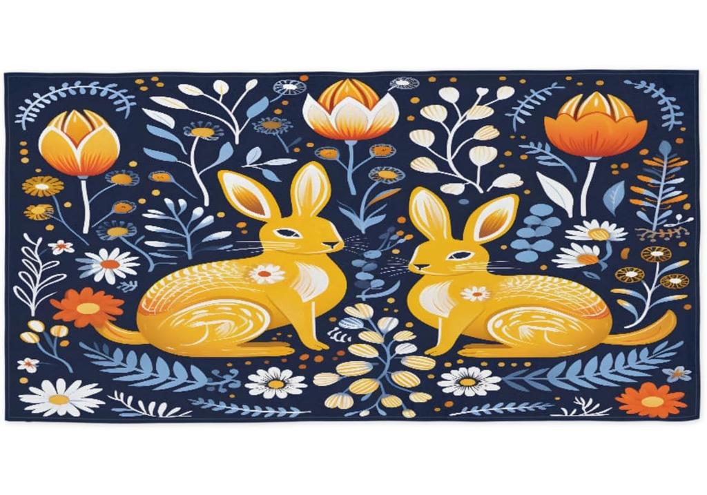 Easter Bunny Beautiful Flowers Beach Towel, Large Microfiber Quick Dry Lightweight Pool Bath Towels Sand Free Beach Blanket for