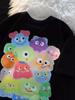 Unisex Retro Cartoon Print Cotton T-Shirt, Plus Size, Loose Fit, Short Sleeve