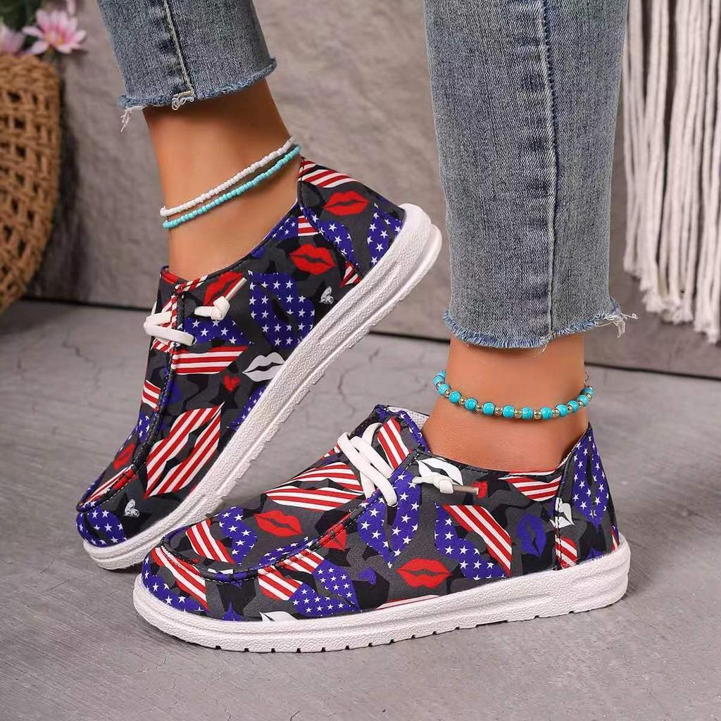 Plus Size Casual Shoes Women's New Canvas Flat Lace-up Low-top Loafers Women's Singles Shoes for Fall 2025