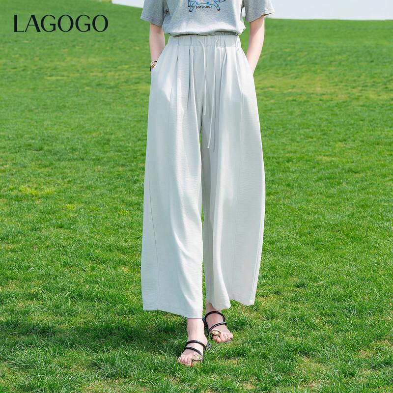 LAGOGO Women s Lightweight High-Waist Wide-Leg Pants L