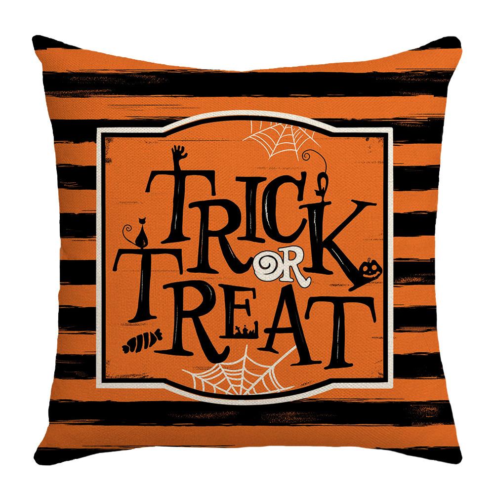 Halloween Pillow Home Pumpkin Cat Witch Hat Striped Sofa Decorative Pillow Case