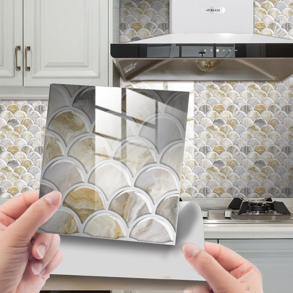 10PCS 15*15cm Tile Stickers Waterproof Marble Grain 3D Wall Sticker PVC Colorful Tile Wall Sticker