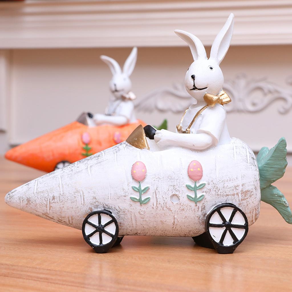 Easter Cross-Border  Creative Resin Desktop Ornament: Bunny Riding A Carrot Cart