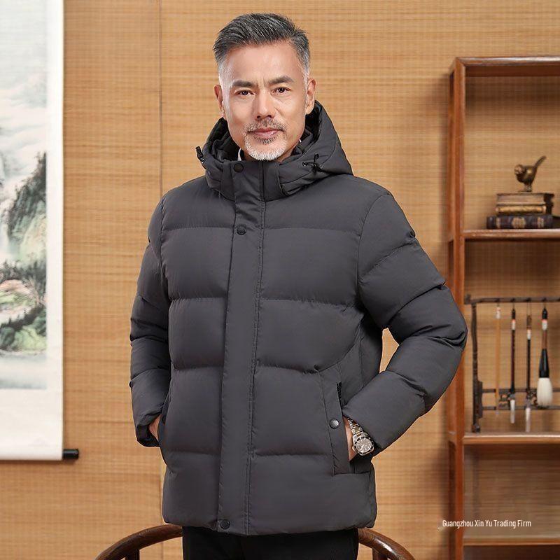2025 Men's Duck Down Thickened Winter Jacket for Middle-aged & Elderly: Stylish, Warm, Large Size.
