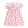 Cartoon Rabbit Girls' Summer Dress Cute Dress 2025 New Fashionable Children's Baby Doll Collar Princess Dress