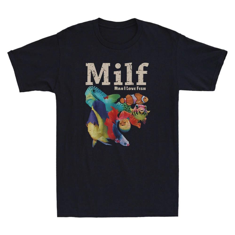 MILF Man I Love Fish Funny Fish Graphic Quote Vintage Men s Short Sleeve T-Shirt XXXL