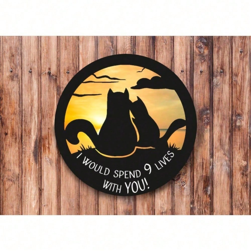 

Metal Cat Sign Gothic Halloween Decor For Bathroom Bedroom Kitchen 20x20 разноцветный