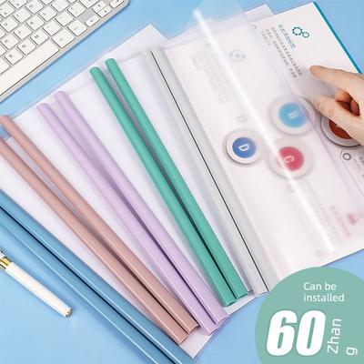 Folder File Test Paper Storage Transparent Book Wallet Book Classification Clip Student Stationery Notebook Case Report Cover Pull Rod Office Supplies