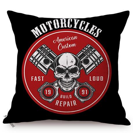 Vintage Motorcycle Club New York Motor Race Funky Throw Pillow Case Black Letter Print Live Fast Die Young Sofa Cushion Cover