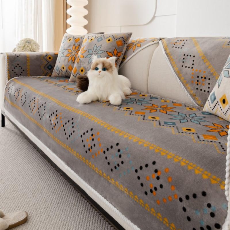 Nordic Flannel Sofa Covers for Living Room Anti-Slip Dustproof Sofa Covers Universal Bohemian  Sofas Funda Sofa Cushion