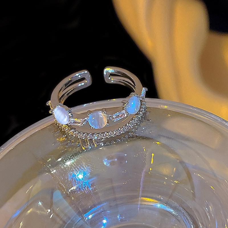 Exquisite Double-layer Cat Eye Stone Ring, Niche Design, High-end Feel, Index Finger Ring