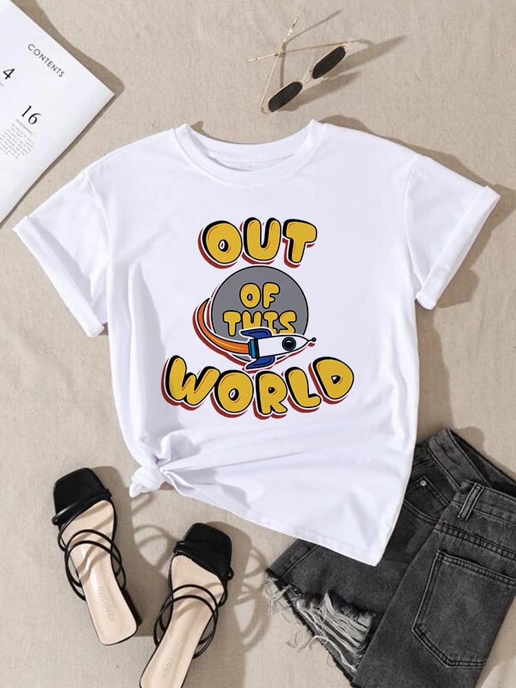 Women Fashion Print T-Shirt Girl Y2K Short Sleeve Tees Tops Kawaii 90S Sweetshirts Female Harajuku Graphic O-Neck T-Shirt