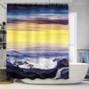 Multicolored Watercolor Landscape Shower Curtain For Bathroom Decor Modern Style With Red Tree And Mountain Design (This Title M