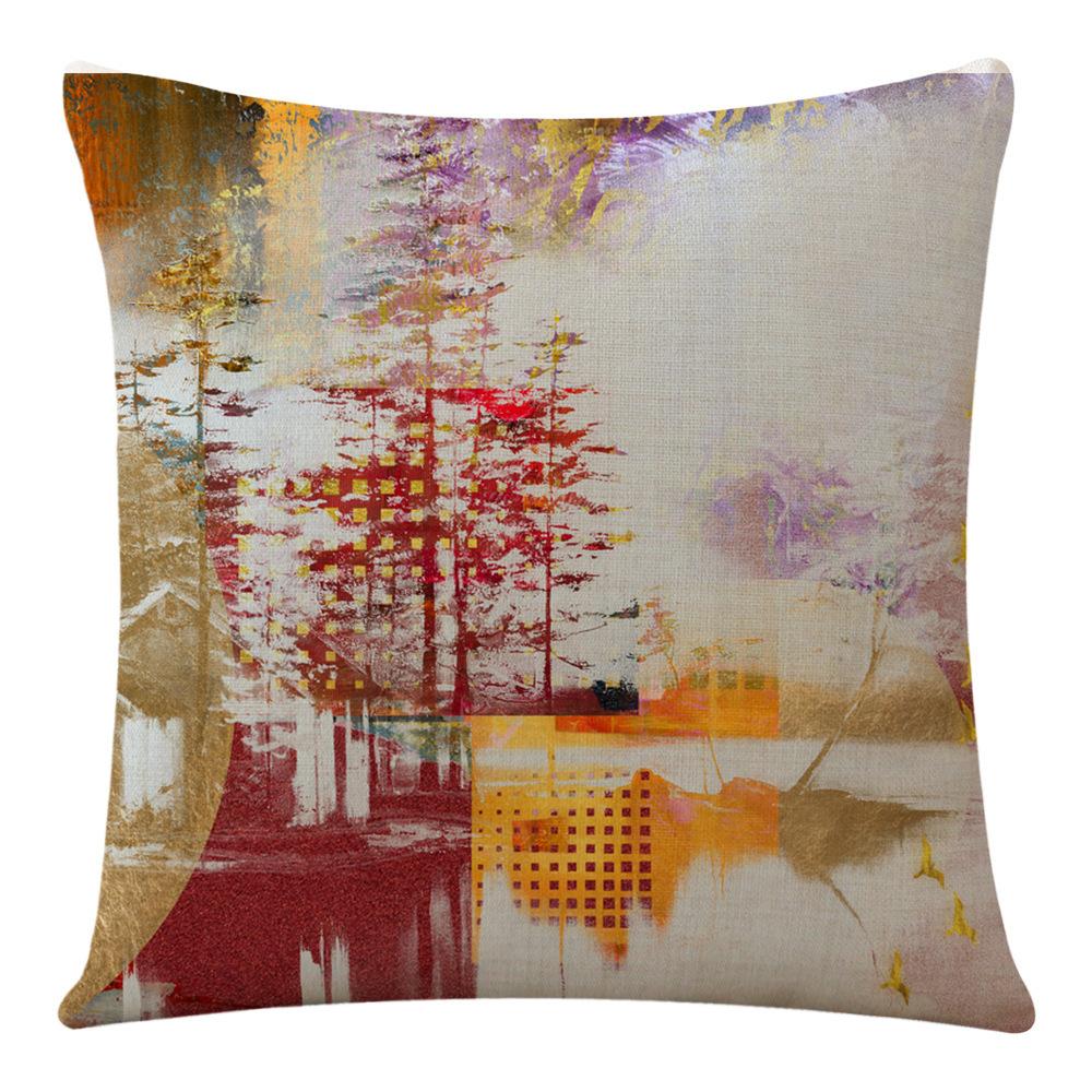 Pillow Cover Home Furnishing Sofa Waist Cushion Cushion Abstract Pillow Geometric Oil Paint Car Neck Protector