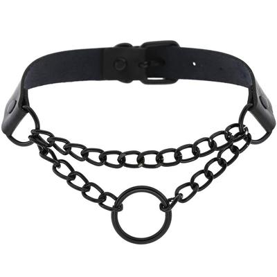 Černý gotický O řetězový choker náhrdelník harajuku Punk Choker ženy dívky černý kožený chocker emo Kawaii čarodějnické šperky