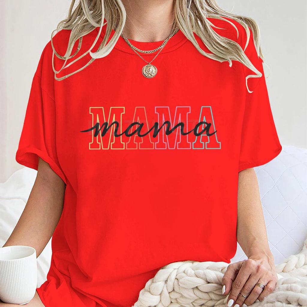 Mama Letter Print Fashion T-shirts Mother's Day Gift Shirt for Women Mama Vintage Design T Shirts Women's Clothing