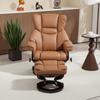Faux Leather Reclining Chair and Footstool - Brown