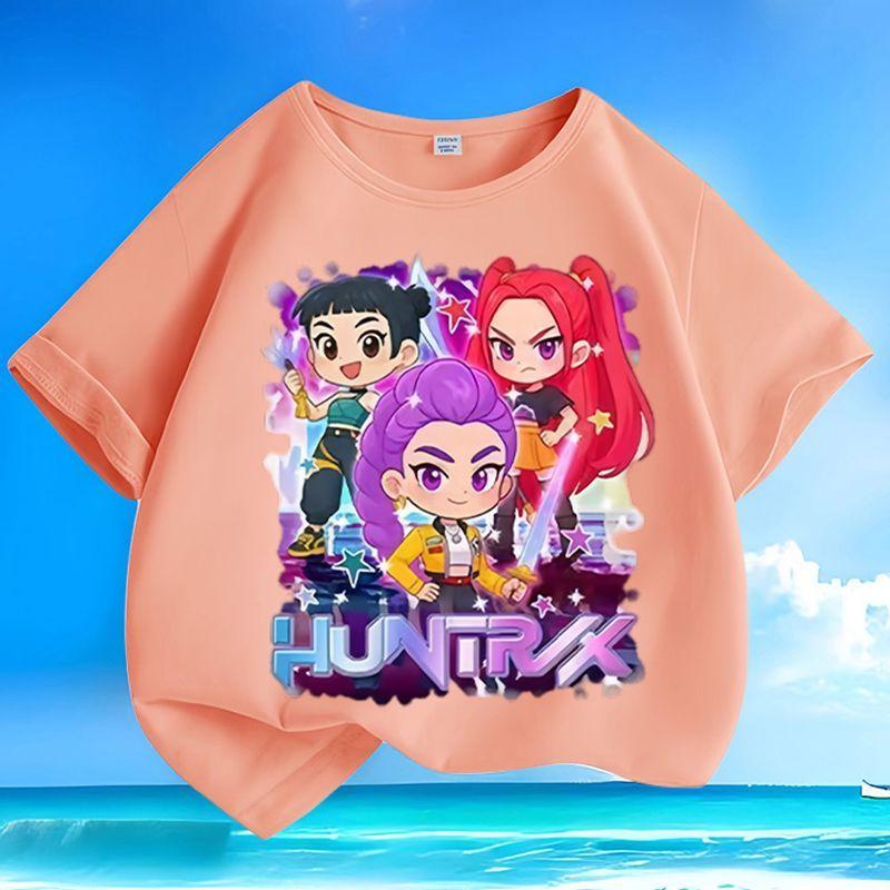 Girls' Loose Witch Girl Group Top for Summer Children's Casual Short-sleeved Pure Cotton T-shirt