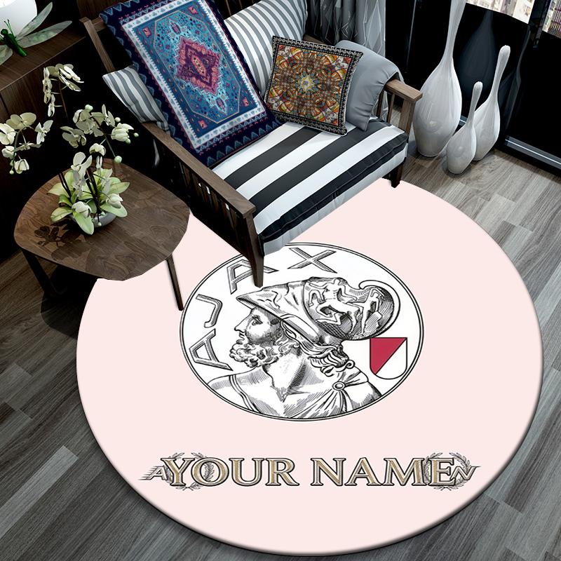 Custom Name,AFC Ajax pattern round rug,Carpet Rug for Living Room Bedroom Playroom ,Non-slip Floor Mat,Holiday Gifts and Birthday Gifts.