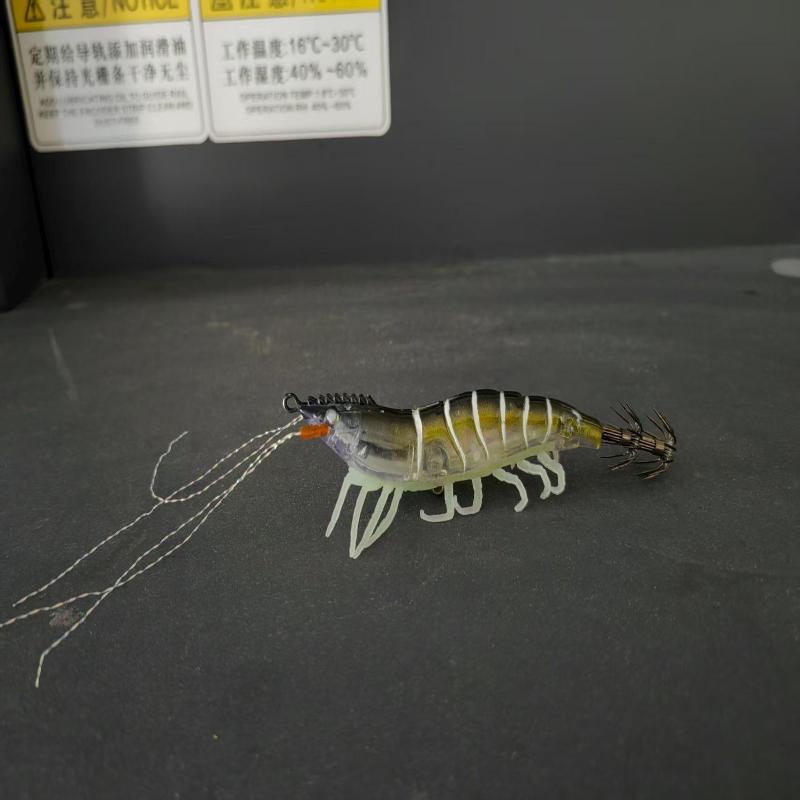 1PCS Glow Horizontal Egi Set 8cm Realistic Shrimp Fishing Lure Luminous Squid Catching Bait for Sea Anglers