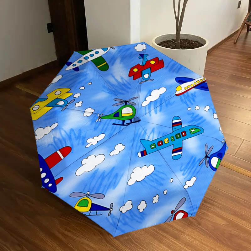 

Colorful Airplane Print Automatic Opening Umbrella with Foldable Design, Outdoor Rain Gear for Fans, Travelers, Daily Use, Gift Suitable for