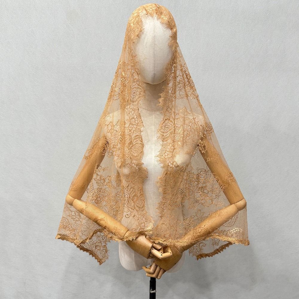 Vintage Style Bridal Headscarf Breathable Muslin Head Covering Lightweight Lace Shawl Guest Look