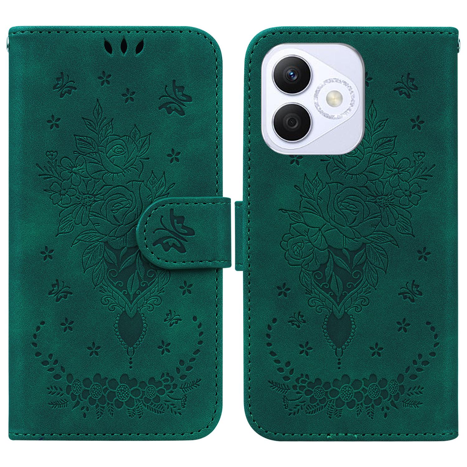

For Honor X60i 5G Case PU Leather Wallet Phone Cover Butterfly Flower Imprint A