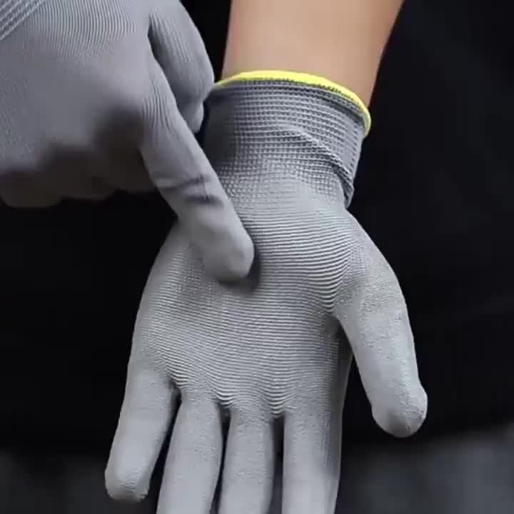 Γκρι γάντια 12 συσκευασιών, αντιολισθητικά ανθεκτικά, πλεκτό βραχιολάκι Comfort Fit, ανθεκτικό στο σκίσιμο, για κηπουρική, κατασκευές, ξυλουργικές εργασίες και επισκευές αυτοκινήτων