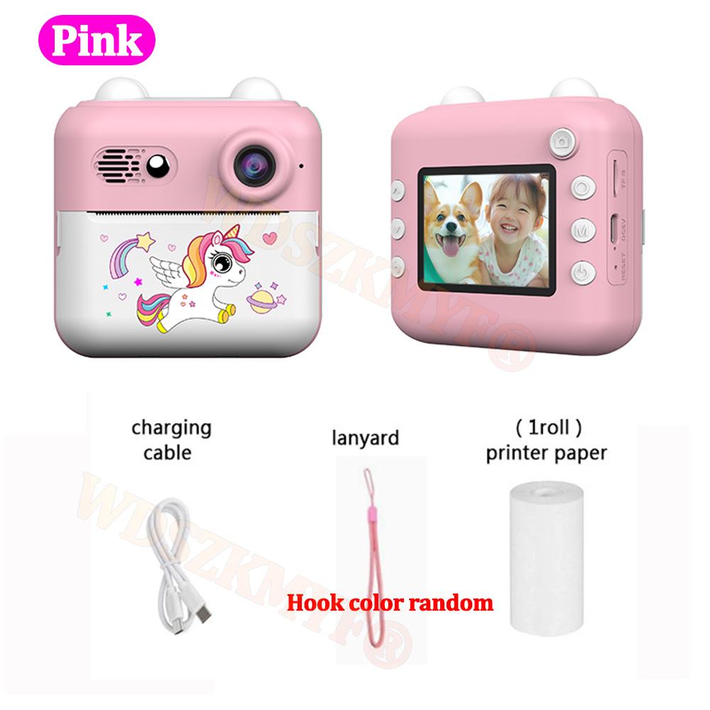 Digital Children Camera Photography Instant Print Photo 1080P Unicorn HD Video Recorder Mini Thermal Printer Birthday Gifts